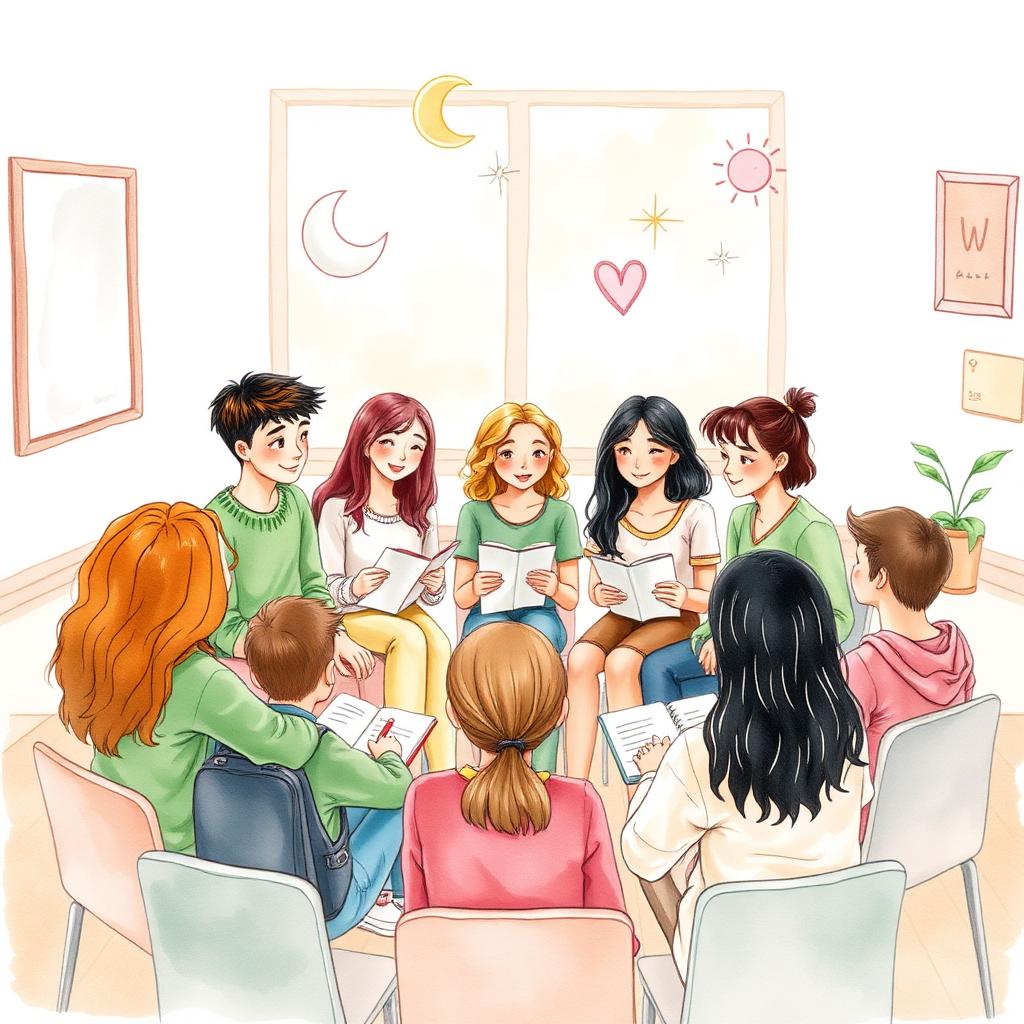 安全討論環境中的性教育課程情境插畫